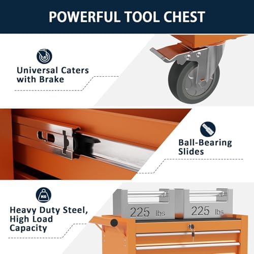 7-drawer metal rolling tool chest with wheels,tool storage showing dimensions