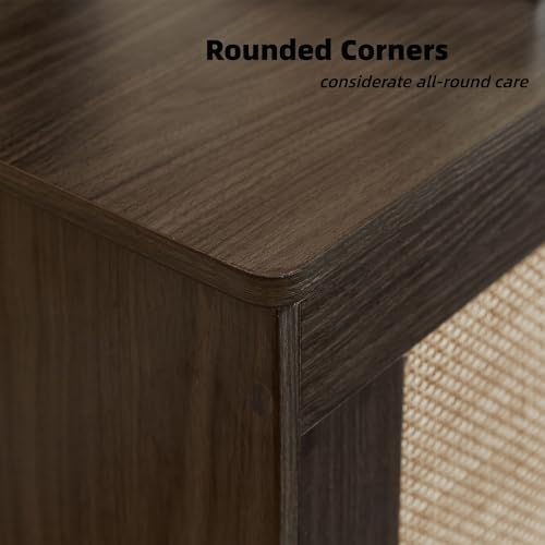 51.2"storage chest large,wooden rattan storage bench,obsidian black on a desk or shelf