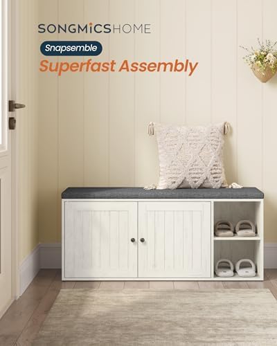 songmics home shoe storage bench, snapsemble superfast assembly, close-up detail