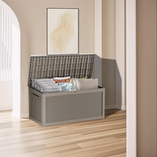 outdoor storage box 325gal waterproof resin deck box,pool, close-up detail