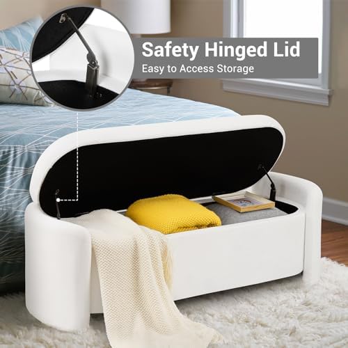 modern oval storage ottoman bench, 51.2" upholstered fabric on a desk or shelf