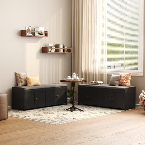 homefort 48.4" shoe storage bench with cushion, entryway, close-up detail