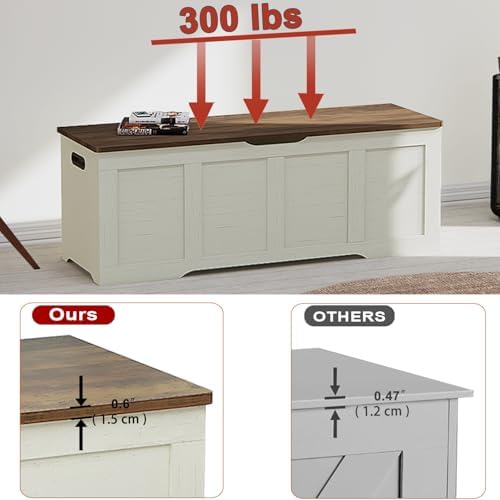 timberer 47.2" storage chest extra large storage bench, side view
