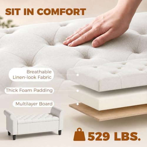 homcom 47" storage ottoman end of bed bench on a desk or shelf