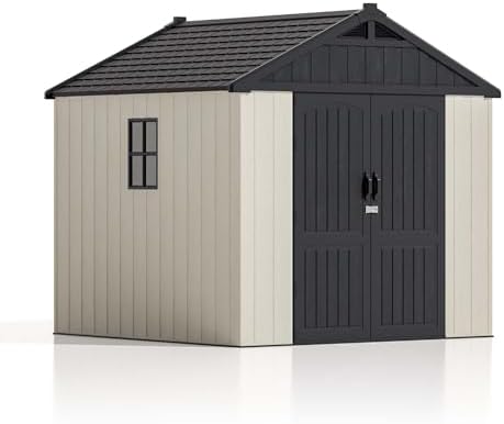 patiowell 8x8 ft resin outdoor storage shed with, view 9