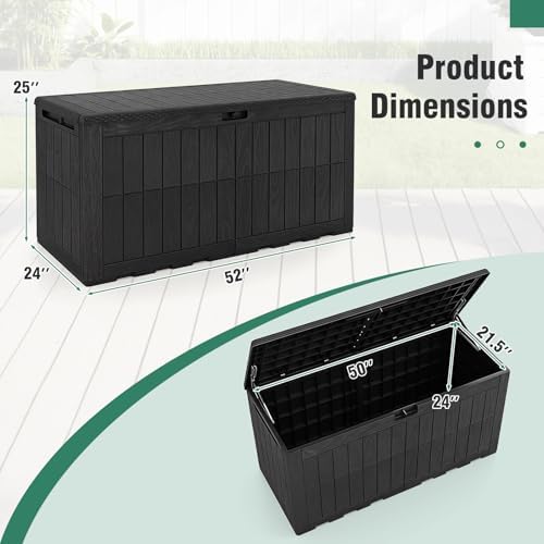 tangkula 120 gallon waterproof outdoor storage box with on a desk or shelf