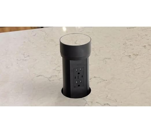 Kitchen Countertop Hidden Power Outlet w/USB, Motorized Pop Up, Custom Top by LewElectric