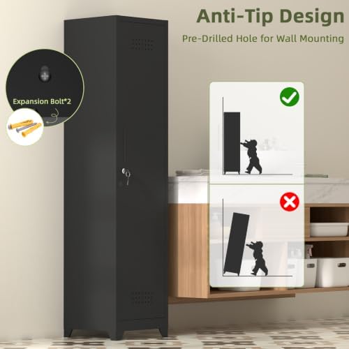 utility closet for cleaning supplies, black metal storage, package contents
