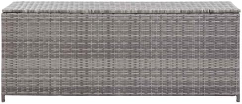 vidaxl patio storage box gray 59.1"x19.7"x23.6" poly rattan, view 9