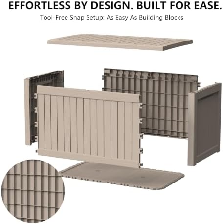 outdoor storage box,270 gallon waterproof deck box [upgraded, front angle view