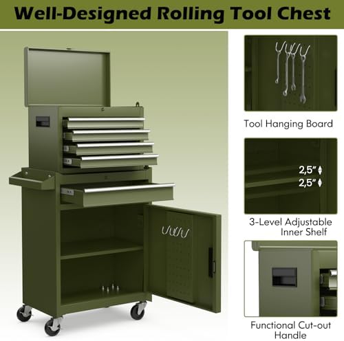 ironmax 2-in-1 detachable rolling metal tool chest, 5 on a desk or shelf