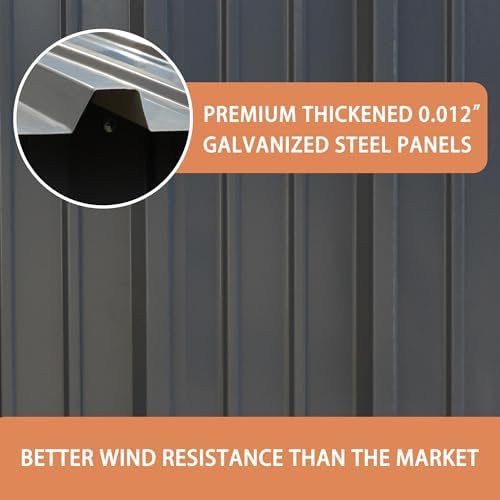 mupater storage shed 10' x12' for outdoor, metal, close-up detail