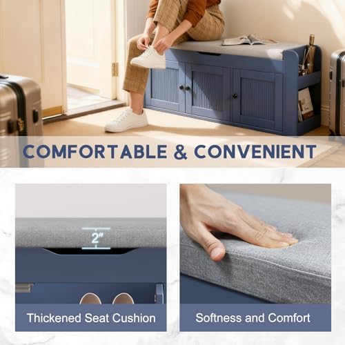 42.6" storage bench - shoe storage bench with on a desk or shelf