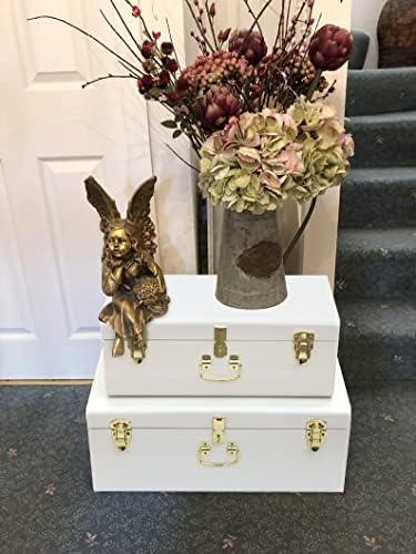 vixdonos decorative metal box storage trunks set of, side view