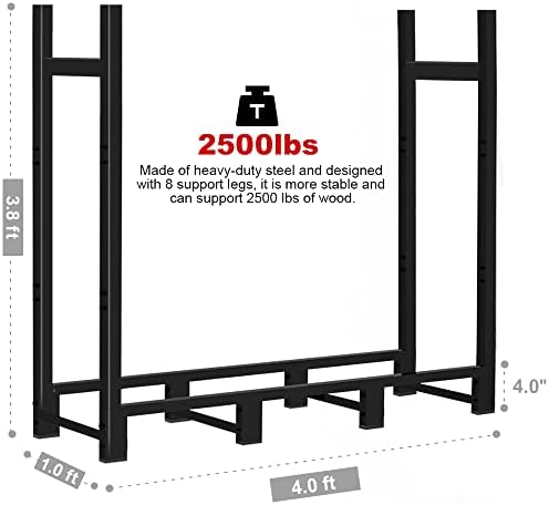 4ft firewood rack outdoor adjustable heavy duty wood, side view