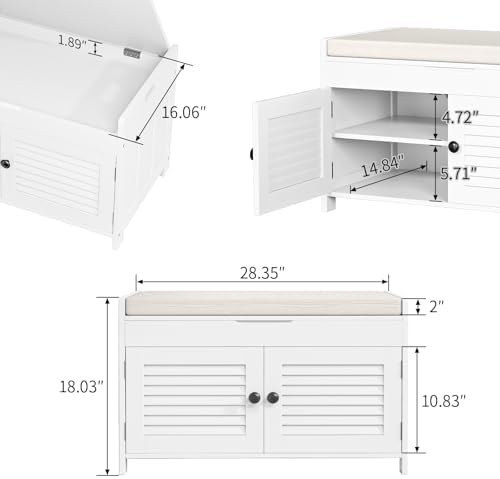 warmhoniu shoe storage bench with lift top storage shown in use