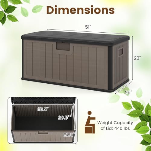 giantex 100 gallon deck box, waterproof resin box, close-up detail