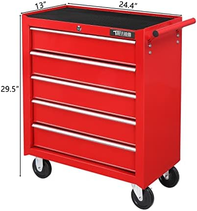 tuffiom 5-drawer rolling tool chest w/drawers & lock, close-up detail