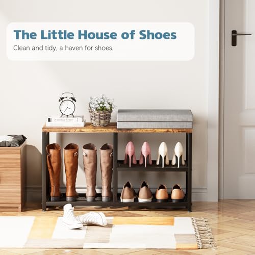 shoe rack for entryway, freestanding hidden shoe storage, front angle view