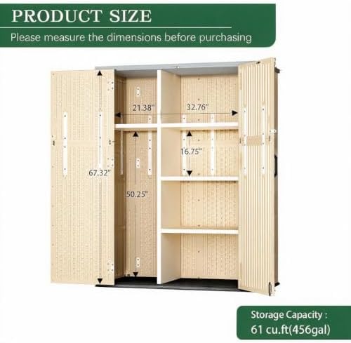outdoor storage shed for patio shown in use