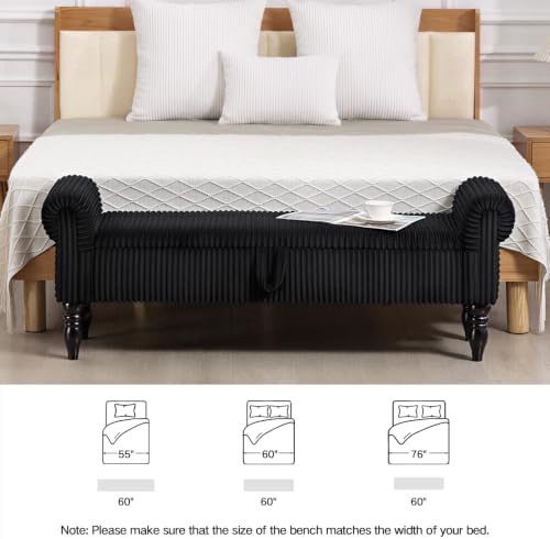 60" storage bench for bedroom,end of bed bench on a desk or shelf