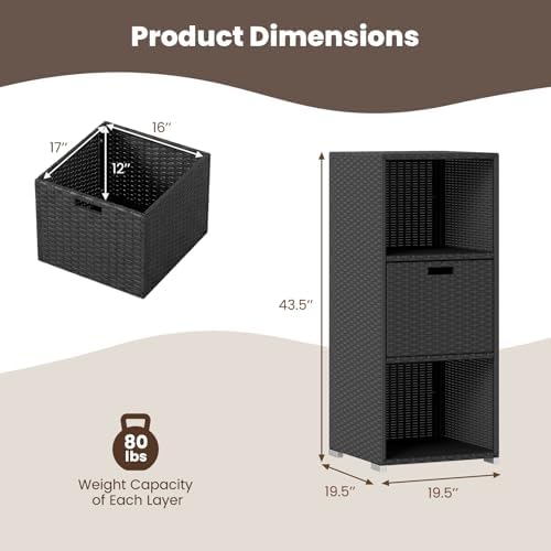 tangkula rattan outdoor storage cabinet, patiojoy outdoor wicker, package contents