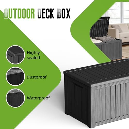 150 gallon outdoor storage deck box waterproof resin, close-up detail