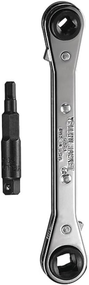 Yellow Jacket 1/4", 3/16", 3/8", 5/16" Drive, 5 1/2 in Pear Hand Ratchet, Chrome 60610-1 Each