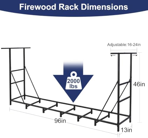 honest outfitters 8ft firewood rack outdoor, adjustable heavy shown in use