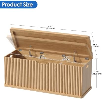 akxomel 45.3" fluted storage chest wooden storage trunk, close-up detail