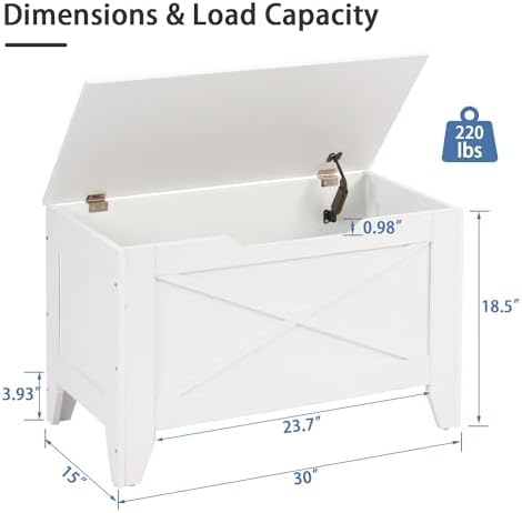 vecelo 30" storage chest with lift top storage, close-up detail