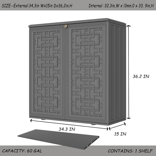 mrosaa storage box outdoor caninet,resin indoor storage box, side view