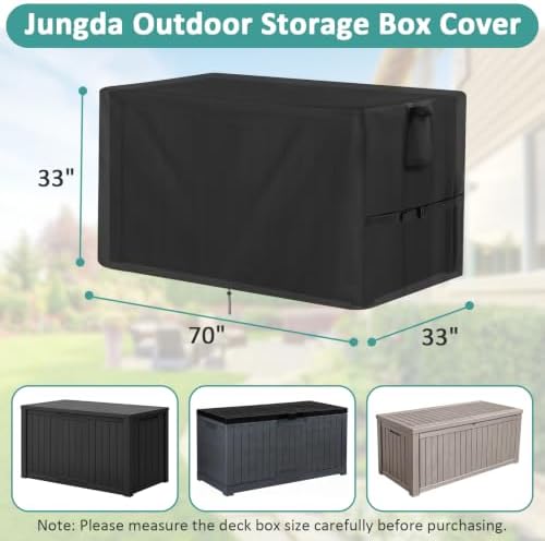 outdoor storage box cover for 260 gallon deck shown in use