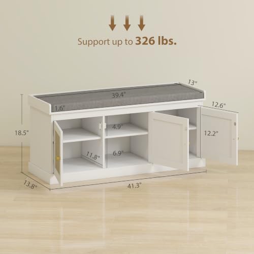 homcom shoe bench storage rattan doors 13.8 x shown in use