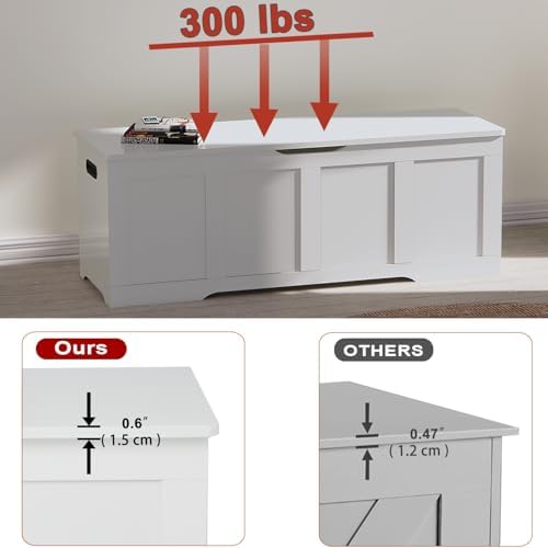 timberer 47.2" storage chest extra large storage bench, side view