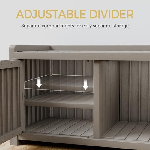 storage bench - 2 doors waterproof resin shoe showing dimensions