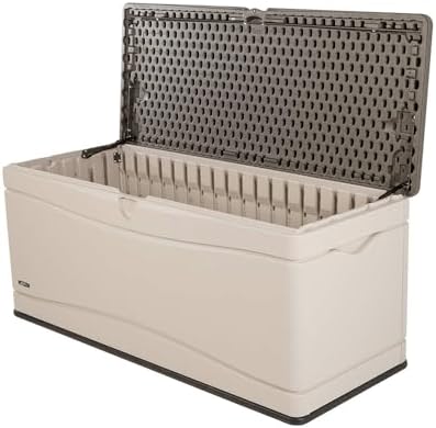 lifetime 60012 extra large deck box, 130 gallon, close-up detail