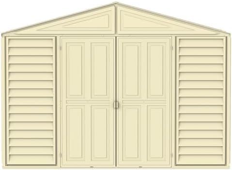 duramax 00283 woodbridge storage shed, off white, view 9