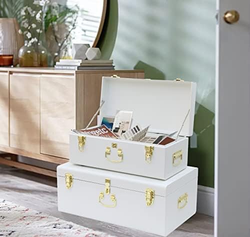 vixdonos decorative metal box storage trunks set of showing dimensions