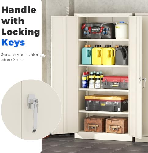 intergreat metal garage storage cabinet with lock, 72" showing dimensions