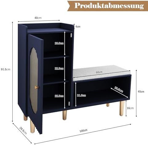 hlr storage bench set of 2, blue modern, close-up detail