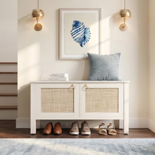 sicotas rattan storage bench boho storage chest with shown in use