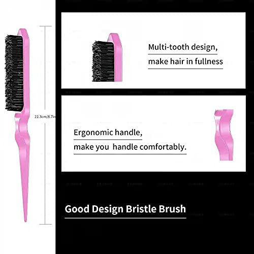 3 Pieces Hair Styling Comb Set Teasing Brush Rat Tail Comb Edge Brush - Image 2