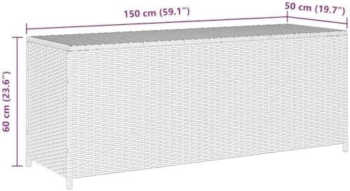 vidaxl patio storage box gray 59.1"x19.7"x23.6" poly rattan, close-up detail
