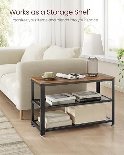 vasagle 3-tier shoe rack, storage bench with metal on a desk or shelf