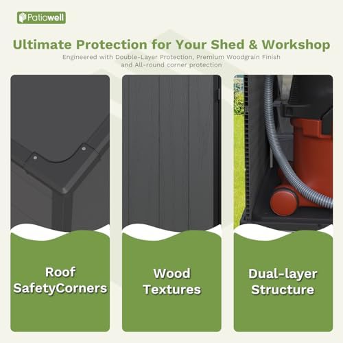 patiowell 6x4 ft plastic outdoor storage shed with, package contents