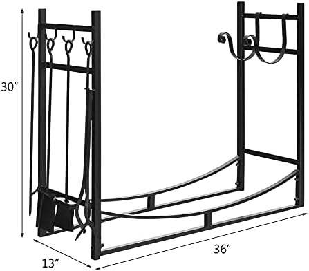 s afstar 36” outdoor firewood rack, heavy-duty steel, close-up detail
