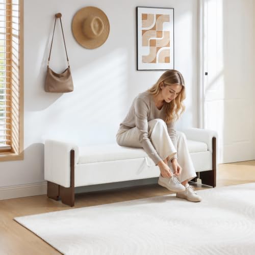 64"end of bed storage bench king size,bedroom bench on a desk or shelf