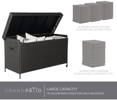 grand patio 170 gallon deck storage box deck, close-up detail