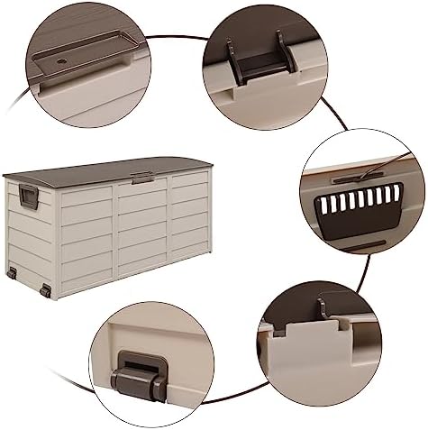 ssline outdoor storage deck box, 75 gallon capacity, side view